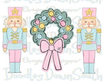 Nussknacker-Kranz - Preppy - Pastell - PNG - Digital Artwork - Clip Art