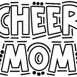 Cheer Mom - Doodle Letters Transparent Background - Sublimation PNG and SVG - Digital Artwork