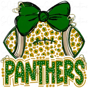 PANTHERS - Football and Bow - Doodle Letters - School Spirit - Sublimation PNG - Digital Art
