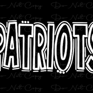 Patriots White Outline - Transparent Blank - Sublimation PNG and SVG - Digital Artwork