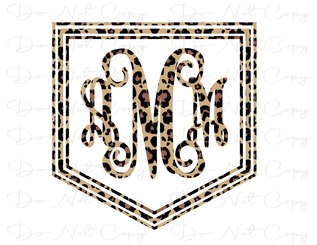Custom Pocket Monogram PNG Leopard Print Sublimation PNG Etsy