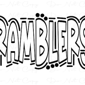 RAMBLERS - Doodle Letters Transparent Background - Sublimation PNG and SVG - Digital Artwork