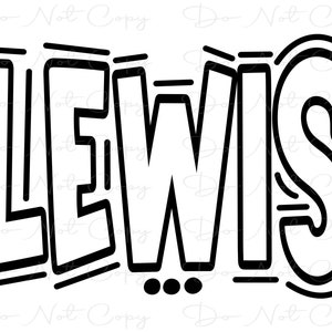 LEWIS -  Doodle Letters - Sublimation PNG and SVG - Digital Artwork - Clip Art