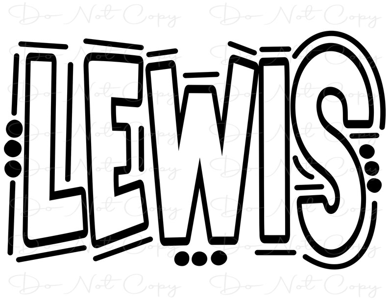 Lewis Direct Ink Writing LEWIS - Doodle Letters - Sublimation PNG and SVG - Digital Artwork ...