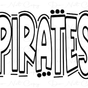 PIRATES - Doodle Letters Transparent Background - Sublimation PNG and SVG - Digital Artwork