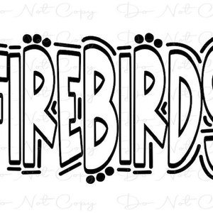 FIREBIRDS - Doodle Letters Transparent Background - Sublimation PNG and SVG - Digital Artwork