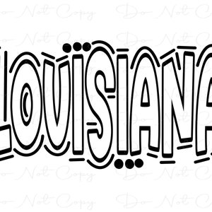 Louisiana - Doodle Letters Transparent Background - Sublimation PNG and SVG - Digital Artwork