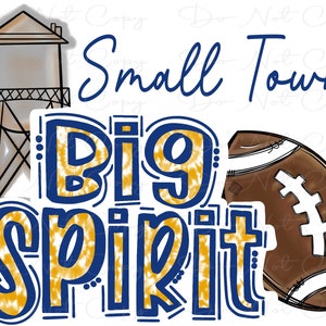 Small Town Big Spirit - Blue and Gold - Doodle Letters TieDye - Sublimation PNG - Digital Artwork - Clip Art
