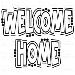 Bienvenido a casa - Esquema de palabras en forma de garabato - PNG y SVG - Ilustración digital