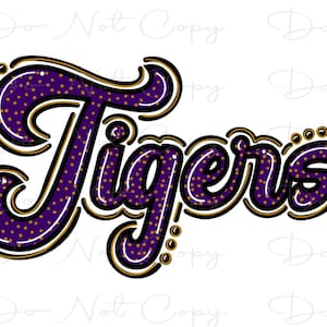 Tigers - Purple and Gold - School Spirit - Sublimation PNG - Digital Art