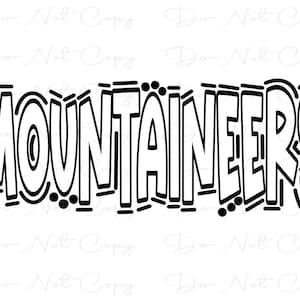 MOUNTAINEERS - Doodle Letters Transparent Background - Sublimation PNG and SVG - Digital Artwork