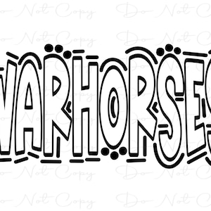 WARHORSES- Doodle Letters Transparent Background - Sublimation PNG and SVG - Digital Artwork