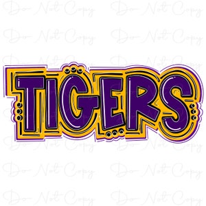 Tigers - Purple and Gold - School Spirit - Sublimation PNG - Digital Art