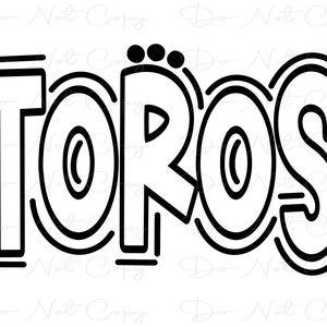 TOROS - Gekritzel-Buchstaben Transparenter Hintergrund - Sublimation PNG und SVG - Digitales Kunstwerk