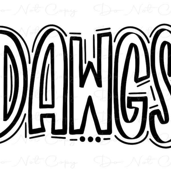 DAWGS - Doodle lettres fond Transparent - Sublimation PNG et SVG - oeuvre numérique