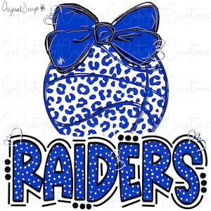 RAIDERS - Basketball Leopard - With Bow - School Spirit - DTF Sublimation PNG - Digital Art