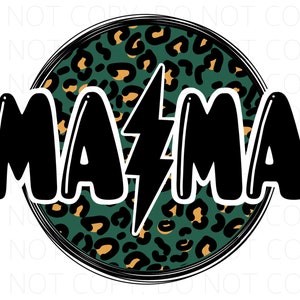 MAMA - Leopard Print Lightning Bolt - Sublimation PNG - Digital Artwork