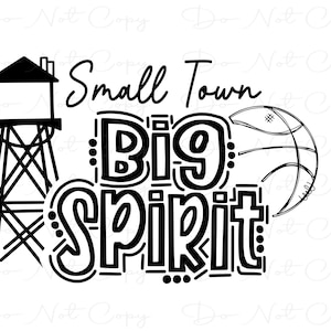 Small Town Big Spirit BLANK - Basket - Lettere Doodle - Watertower - SVG e PNG - Opera d'arte digitale