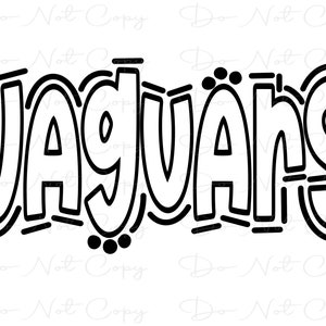 JAGUARS - Doodle Letters Transparenter Hintergrund - Sublimation PNG und SVG - Digital Artwork