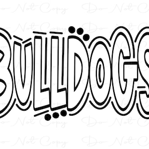 BULLDOGS - Doodle Word - Sublimation PNG and SVG - Digital Artwork