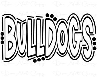 BULLDOGS - Doodle Word - Sublimation PNG and SVG - Digital Artwork