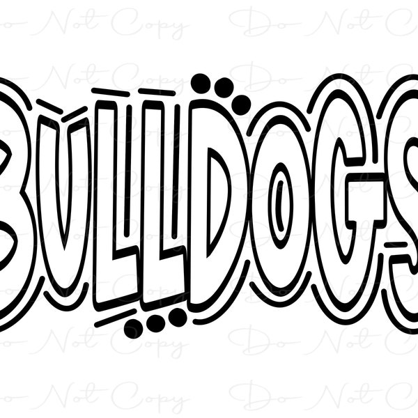 BULLDOGS - Doodle Word - Sublimation PNG and SVG - Digital Artwork