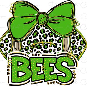 Bees - Football and Bow Custom Order - Doodle Letters - School Spirit - Sublimation PNG - Digital Art