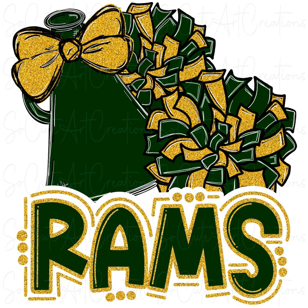 RAMS - Cheer Pompoms Megaphone Mascot - Doodle Letters - Sublimation ...