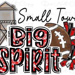 Small Town Big Spirit - Football Cheer PomPoms - Doodle Letters - Sublimation PNG - Digital Artwork