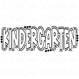 KINDERGARTEN - Doodle Word Outline - Sublimation PNG and SVG - Digital Artwork
