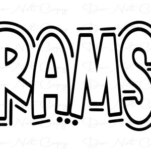 RAMS - Doodle Letters Transparent Background - Sublimation PNG and SVG - Digital Artwork