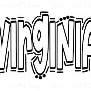 Virginie - Doodle lettres fond Transparent - Sublimation PNG et SVG - oeuvre numérique