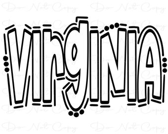 Virginia - Doodle Letters Transparent Background - Sublimation PNG and SVG - Digital Artwork