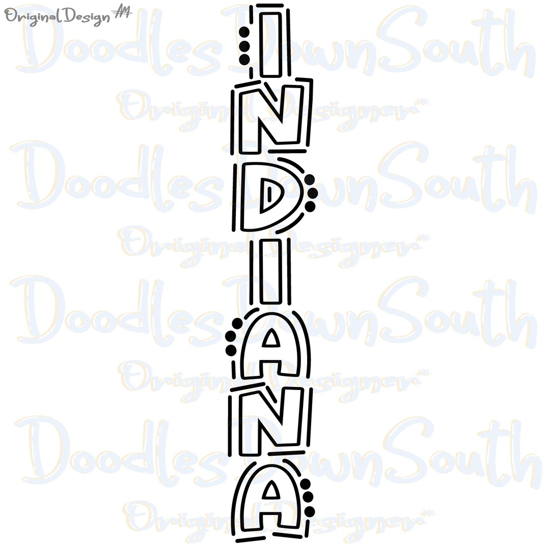 INDIANA - Doodle Word Vertical - Dtf Sublimation PNG Svg - Digital ...
