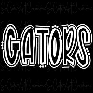 GATORS White - Doodle Letters Transparent Background - Sublimation PNG and SVG - Digital Artwork