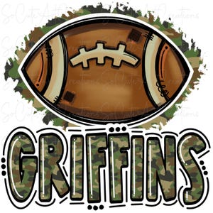 Fútbol Camuflaje GRIFFINS - Espíritu Escolar - DTF Sublimación PNG - Arte Digital