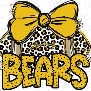 Bears Football and Bow Custom Order - Doodle Letters - School Spirit - Sublimation PNG - Digital Art