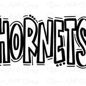 HORNETS - Doodle Letters Transparent Background - Sublimation PNG and SVG - Digital Artwork