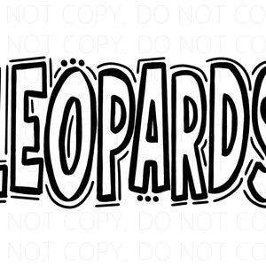 LEOPARDS - Doodle Letters Transparent Background - Sublimation PNG and SVG - Digital Artwork