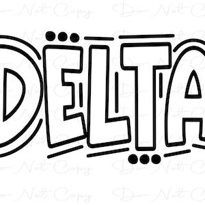 DELTA - Doodle Letters Transparent Background - Sublimation PNG and SVG - Digital Artwork