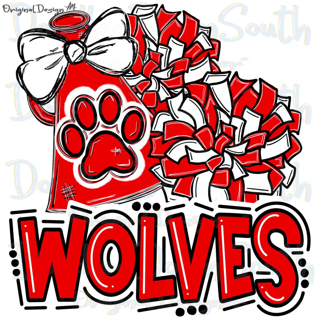 WOLVES - Cheer Pompoms Megaphone Mascot - Doodle Letters - Sublimation ...