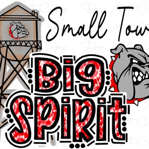 Small Town Big Spirit - Red Bulldogs - Doodle Letters TieDye - Sublimation PNG - Digital Artwork - Clip Art