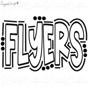 FLYERS - Doodle Letters Transparent Background - Sublimation PNG and SVG - Digital Artwork