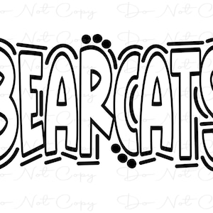 BEARCATS-  Doodle Letters - Sublimation PNG and SVG - Digital Artwork - Clip Art