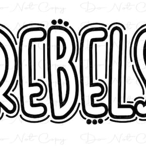 REBELS - Doodle lettres - Sublimation PNG et SVG - oeuvre d&#39;art numérique - clipart