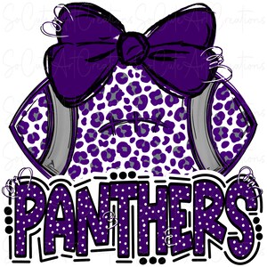 PANTHERS - Football and Bow - Doodle Letters - School Spirit - Sublimation PNG - Digital Art