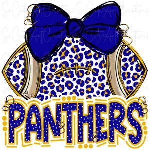 PANTHERS - Football and Bow - Doodle Letters - School Spirit - Sublimation PNG - Digital Art