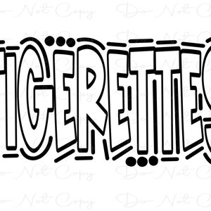 TIGERETTES - Doodle Letters Transparent Background - Sublimation PNG and SVG - Digital Artwork