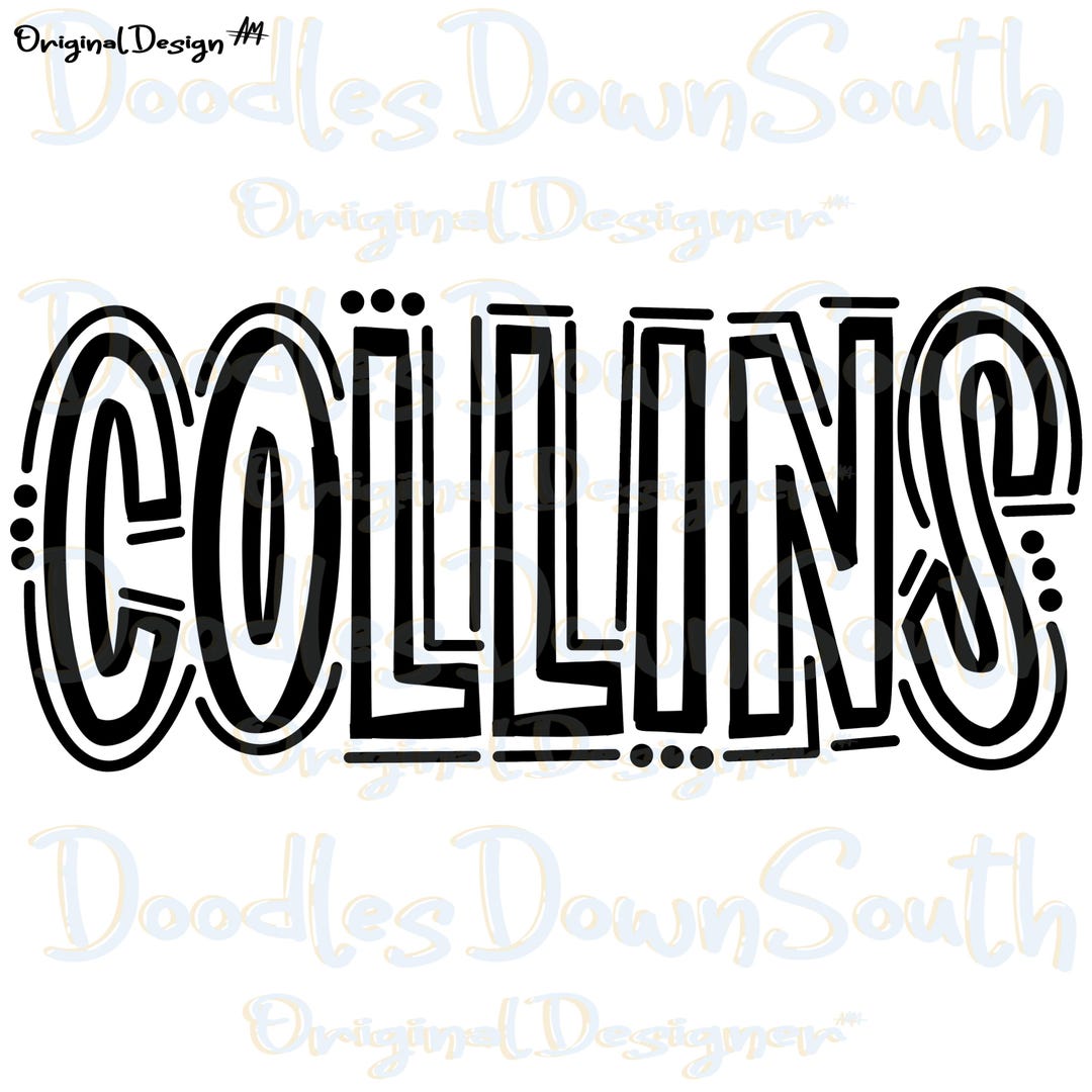 COLLINS - Doodle Word Last Name - PNG SVG - Digital Artwork - Clip