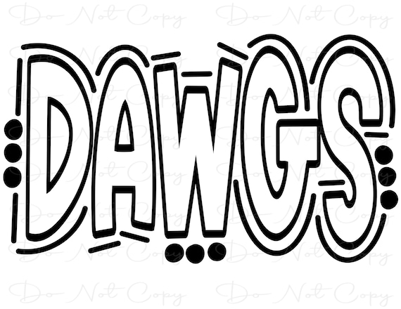 DAWGS - Doodle Letters Transparent Background - Sublimation PNG
